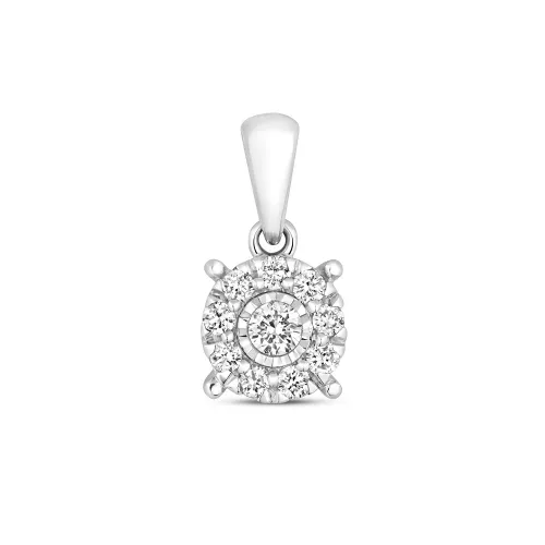 0.20ct Diamond Brilliant Illusion Pendant - 9ct White Gold